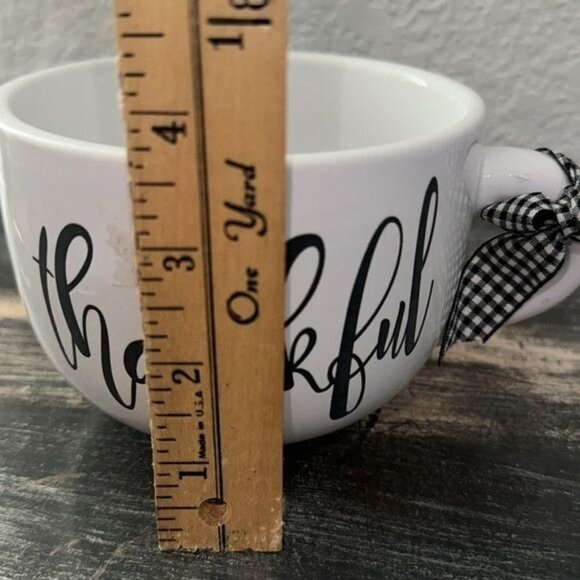 Robert Stanley "Thankful" Ceramic Mug With Ribbon Bow 23.67 Oz Fall Tableware - Picture 6 of 6